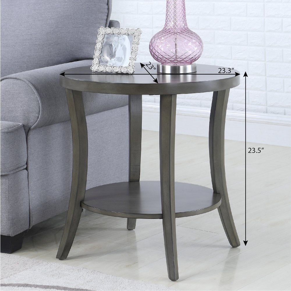 Perth Contemporary Oval Shelf End Table, Gray. Picture 7