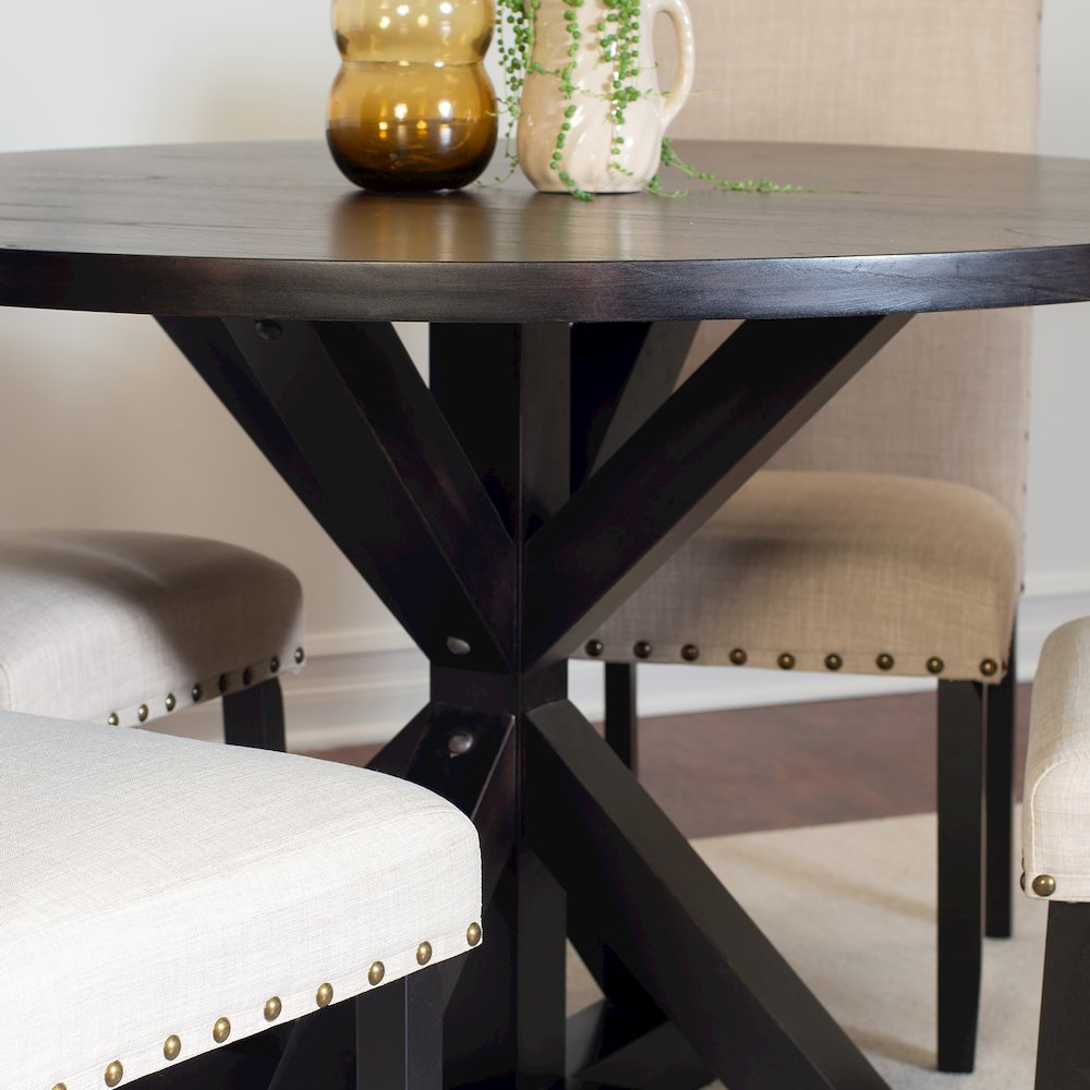 Mytzi 5-Pc Dining Set, Cross-Buck Dining Table with 4 Stylish Chairs, Tan. Picture 5