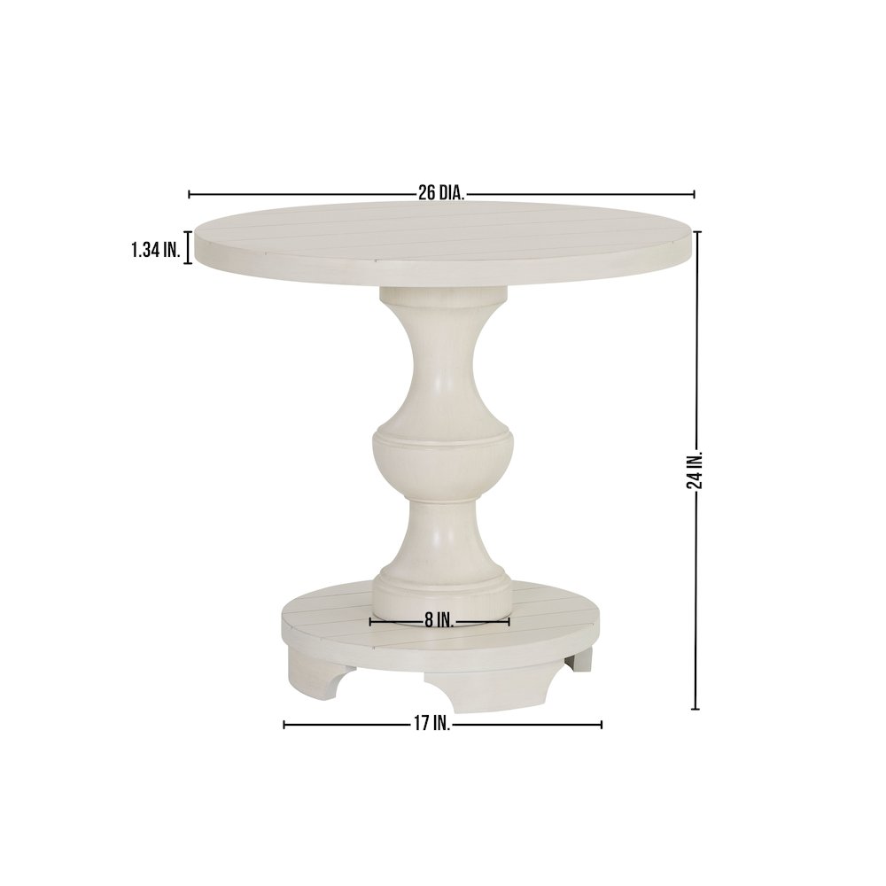 Caesar Traditional Round Pedestal End Table, White. Picture 8