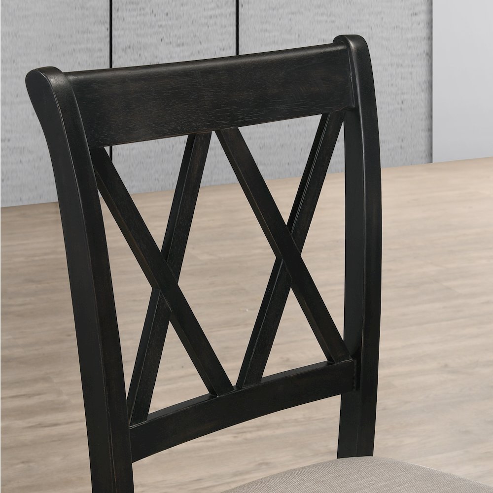 Windvale Fabric Upholstered Dining Chair in Black, Set of 2. Picture 2
