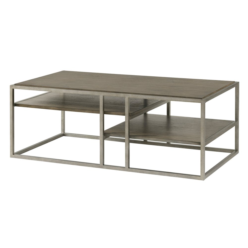 Padena Metal Frame Wood Living Room Coffee Table with Shelf. Picture 1