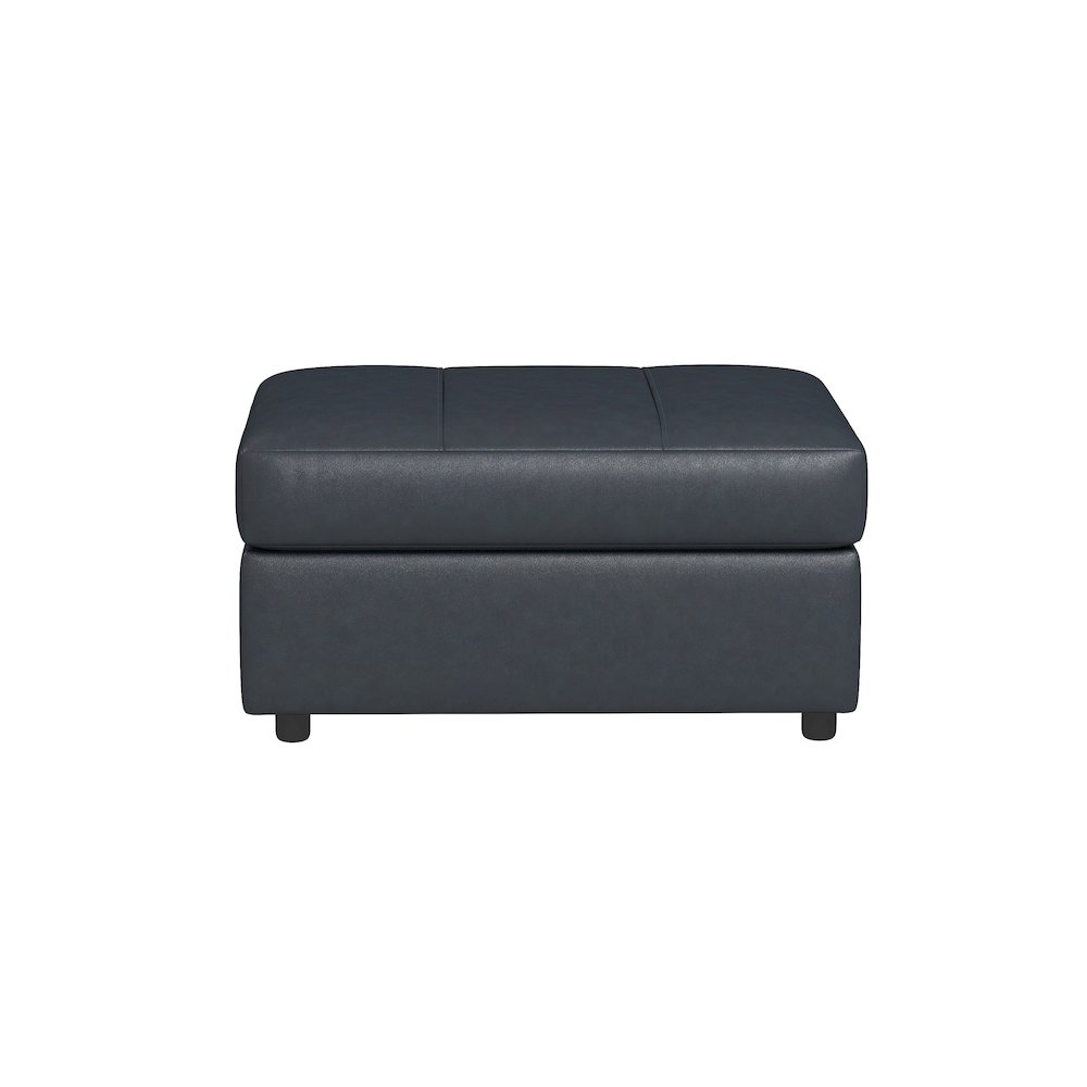 Sakan Leather Upholstered Ottoman, Blue. Picture 10