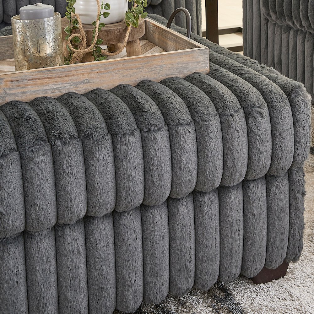 Belvoir Accent Cocktail Ottoman, Charcoal. Picture 4
