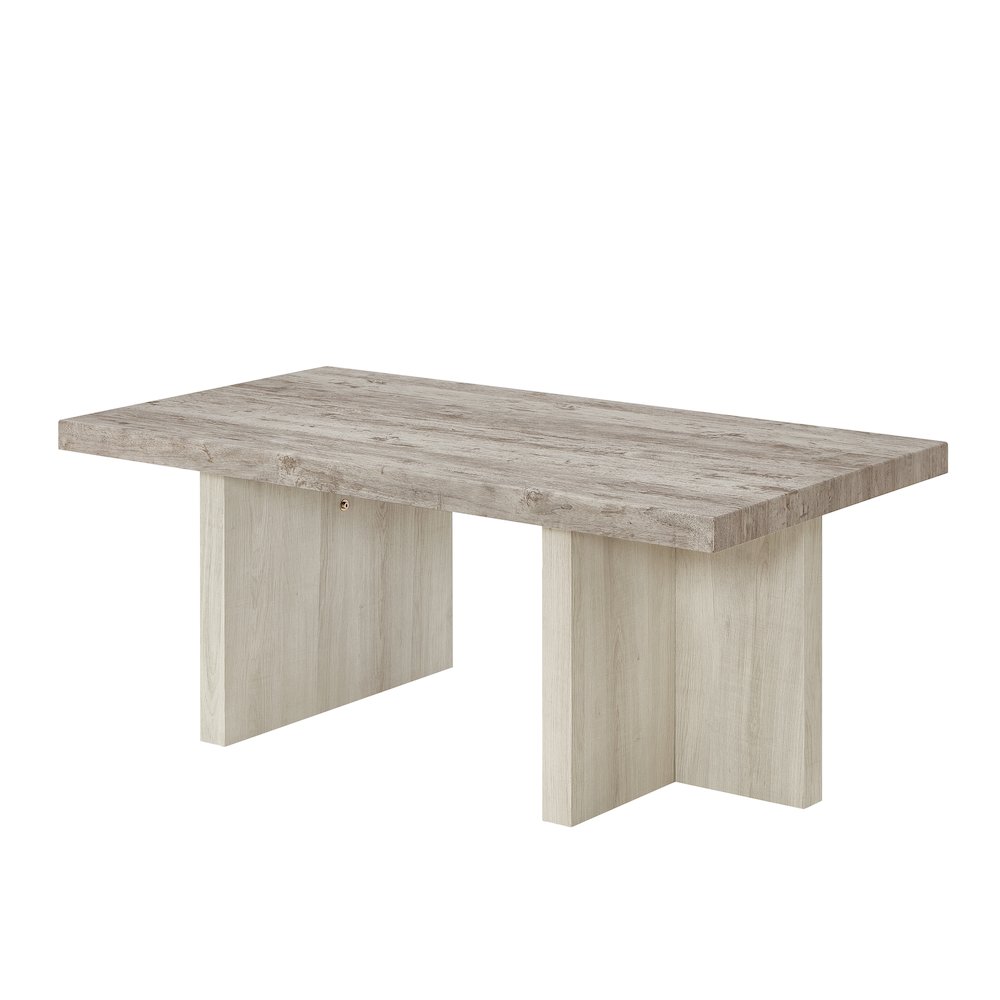 Mchome Contemporary Coffee Table, Weathered Gray and Beige. Picture 1