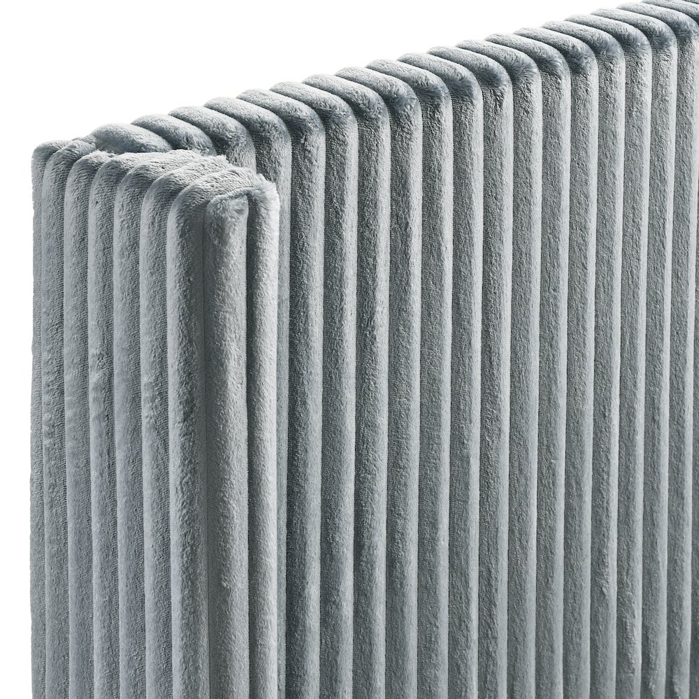 Mavela Wide Wale Corduroy Upholstery Panel Queen Bed, Blue. Picture 4