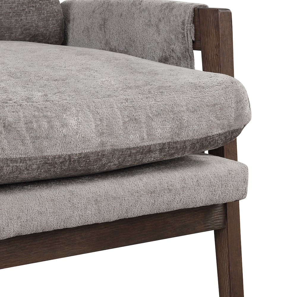 Kelly Mid-Century Modern Velvet Accent Armchair, Gray. Picture 4