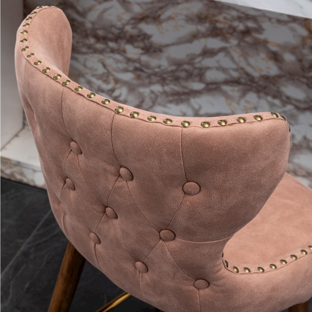 Nevis Modern Faux Leather Tufted Nailhead Trim Counter Stool Set of 2, Pink. Picture 9