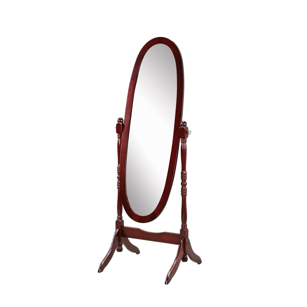 Audi Traditional Queen Anna Style Wood Floor Cheval Mirror, Cherry Finish. Picture 1