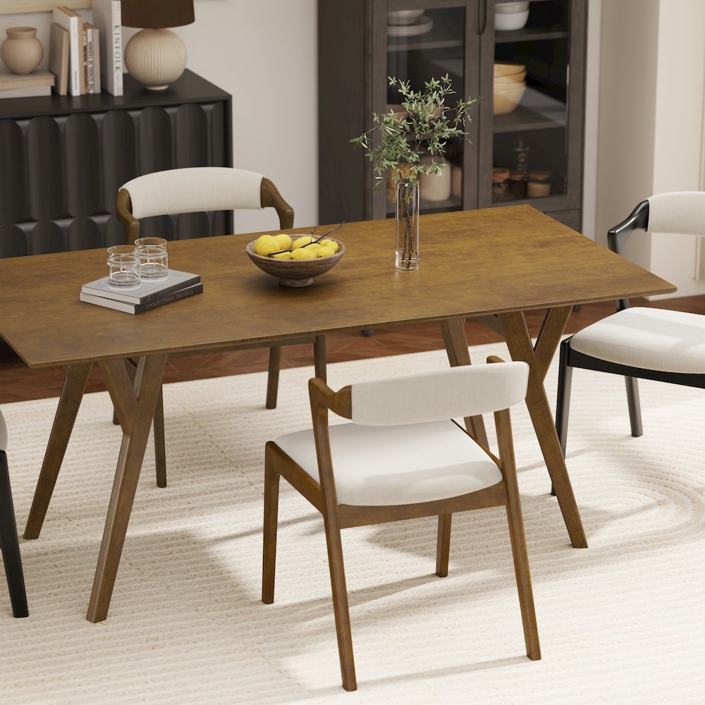 Lavin Modern 5-Piece Dining Set, Dining Table with 2 Walnut and 2 Black Chairs. Picture 6