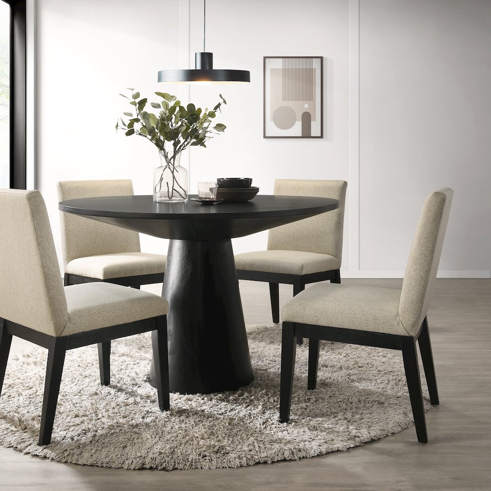 Rocco Contemporary Dining Set, Round Pedestal Table with 4 Chairs. Picture 4