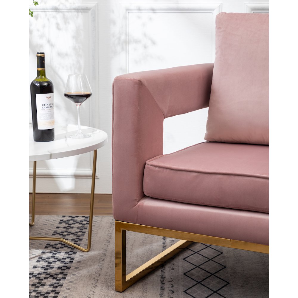 Lenola Contemporary Upholstered Accent Arm Chair, Pink. Picture 14
