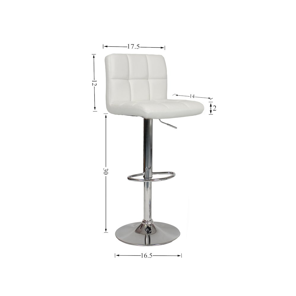 Biscc 2 Swivel Elegant PU Leather Modern Adjustable Hydraulic Bar Stools, White. Picture 9