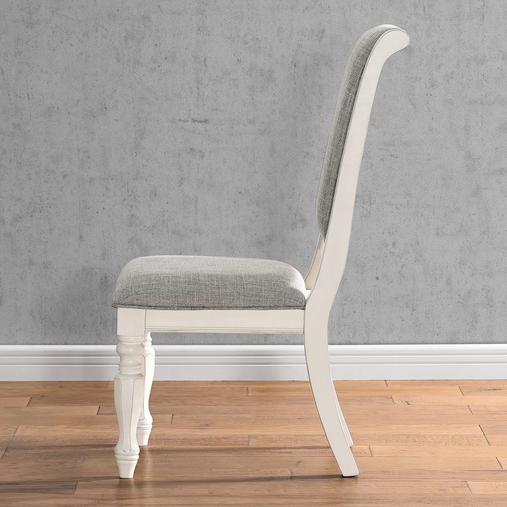 Belleza French Country 7-PC Dining Set in Antique White and Weathered Oak Finish. Picture 12