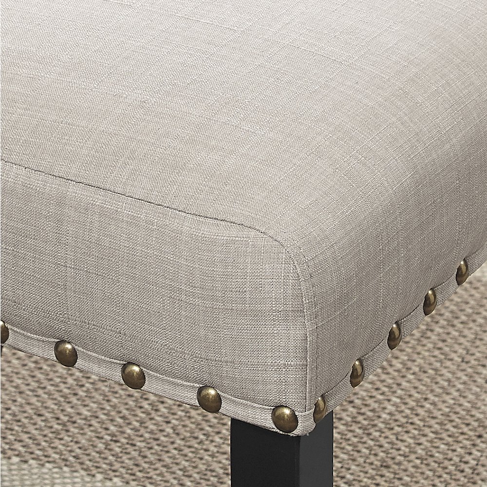Biony Tan Fabric Counter Height Stools with Nailhead Trim, Set of 2. Picture 3