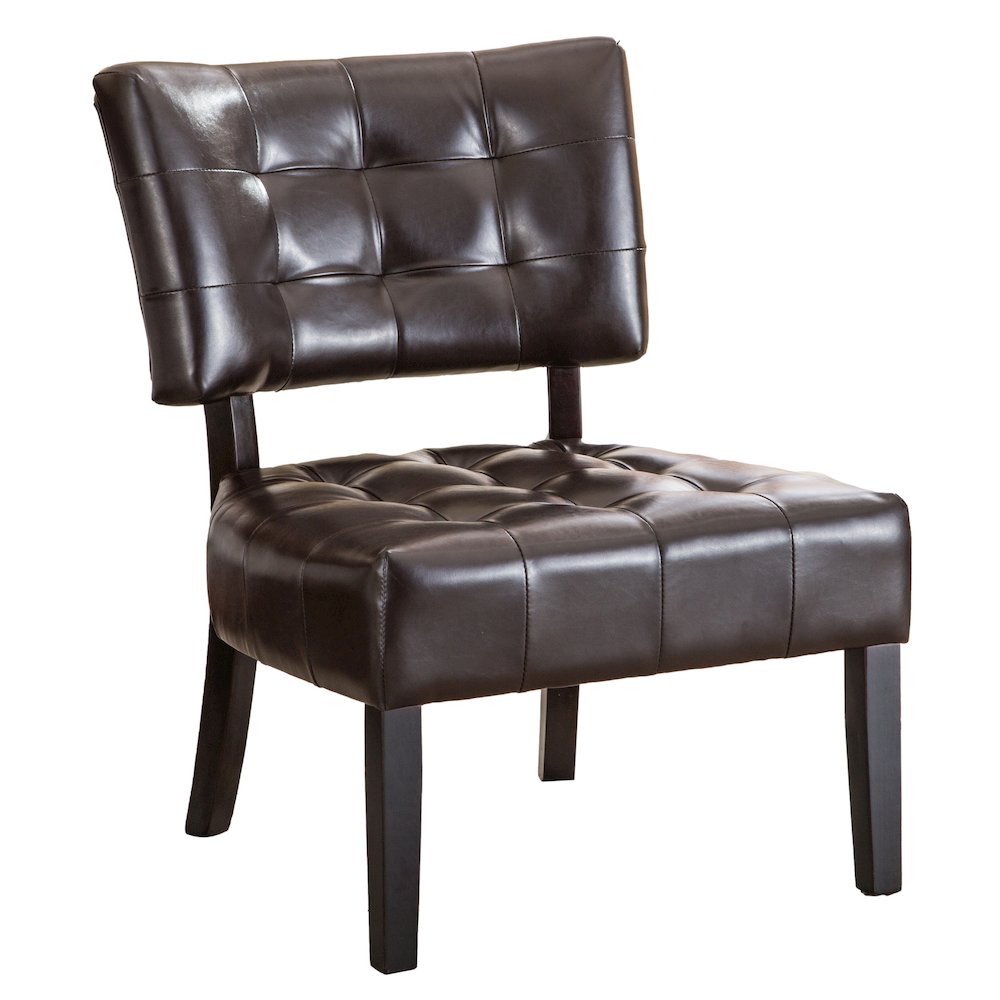 Movile Blended Leather Tufted Accent Chair with Oversized Seating, Brown. Picture 1