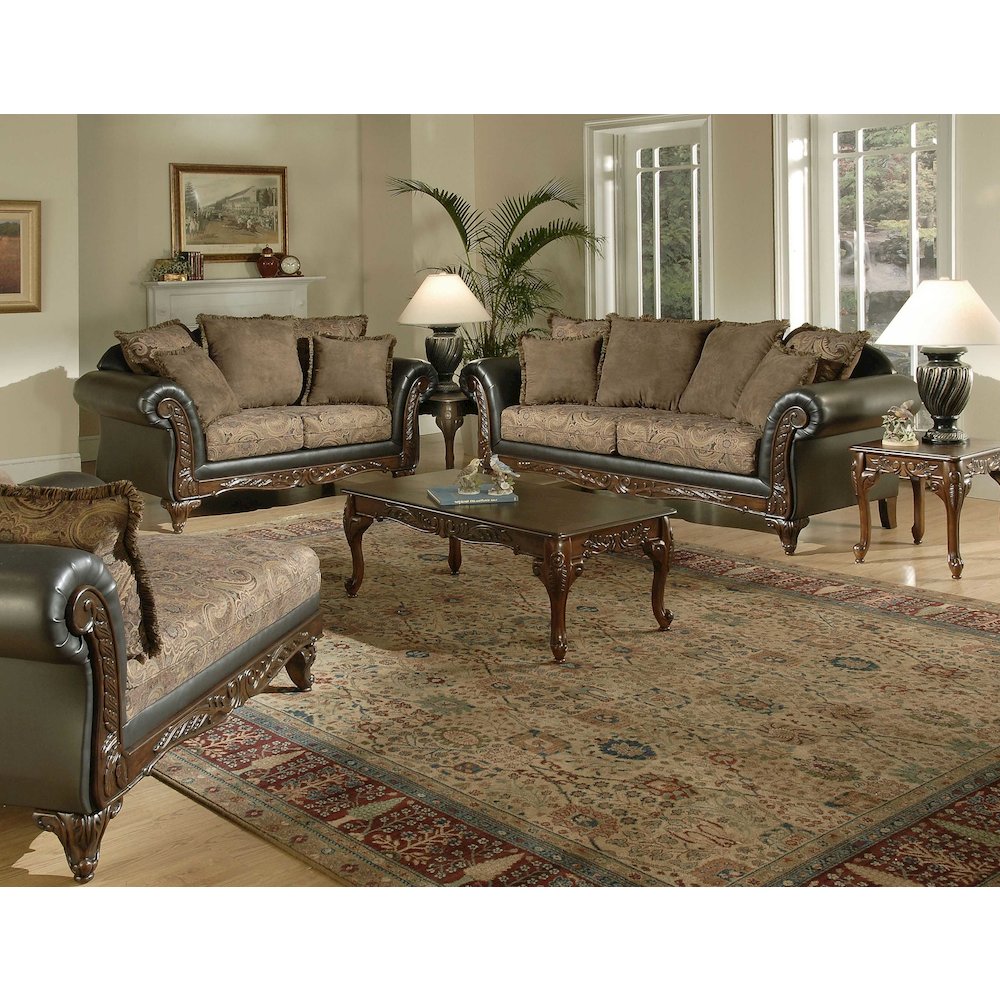 San Marino 2-Tone Chocolate Microfiber Sofa, Made in USA. Picture 6