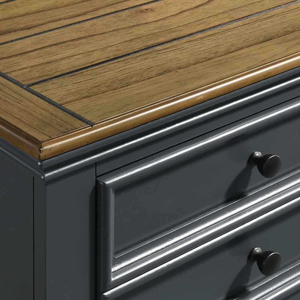 Clelane Wood 7-Drawer Dresser with Mirror, Slate Blue. Picture 3