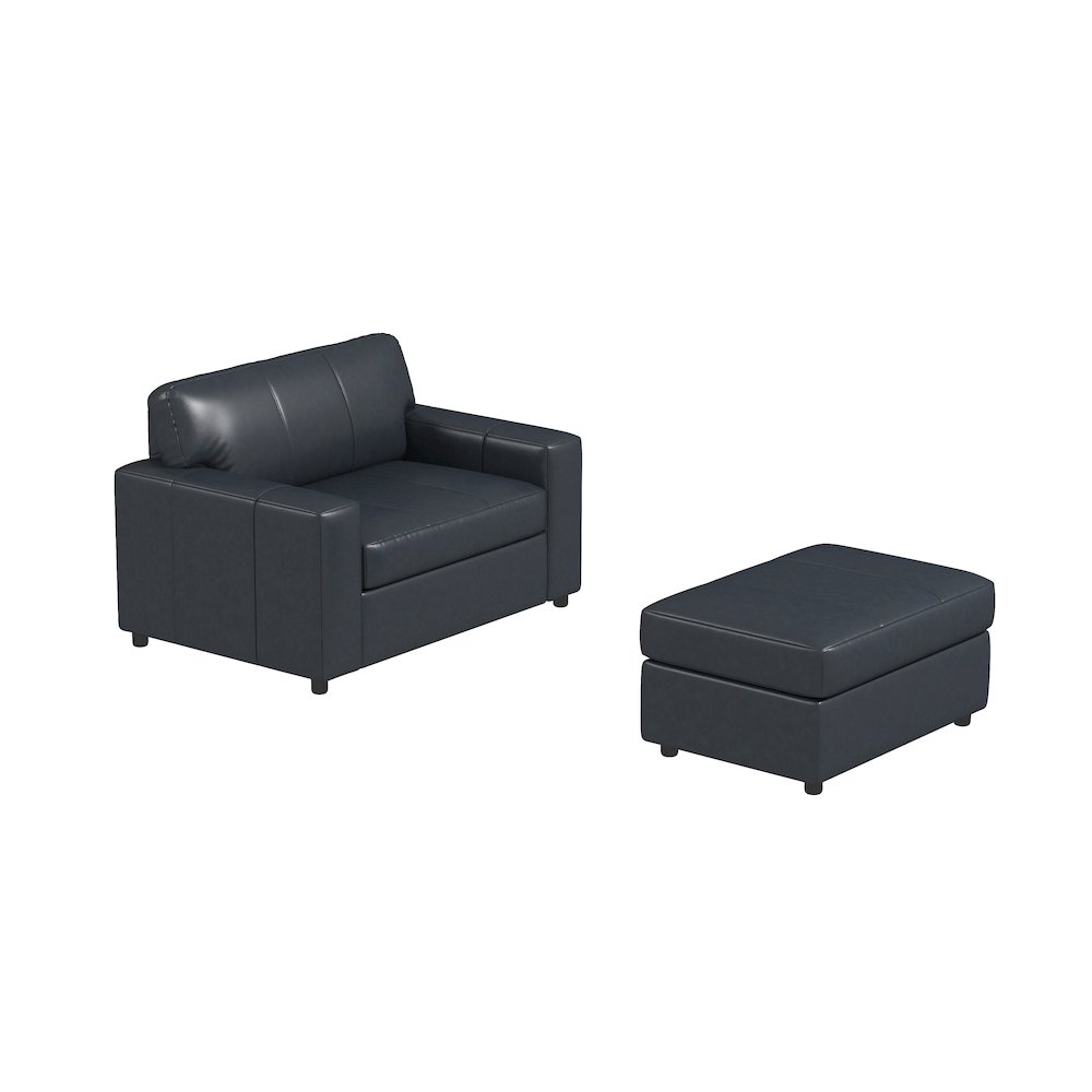 Sakan Leather Upholstered 2-Piece Living Room Set, Cutler Chair and Ottoman. Picture 9