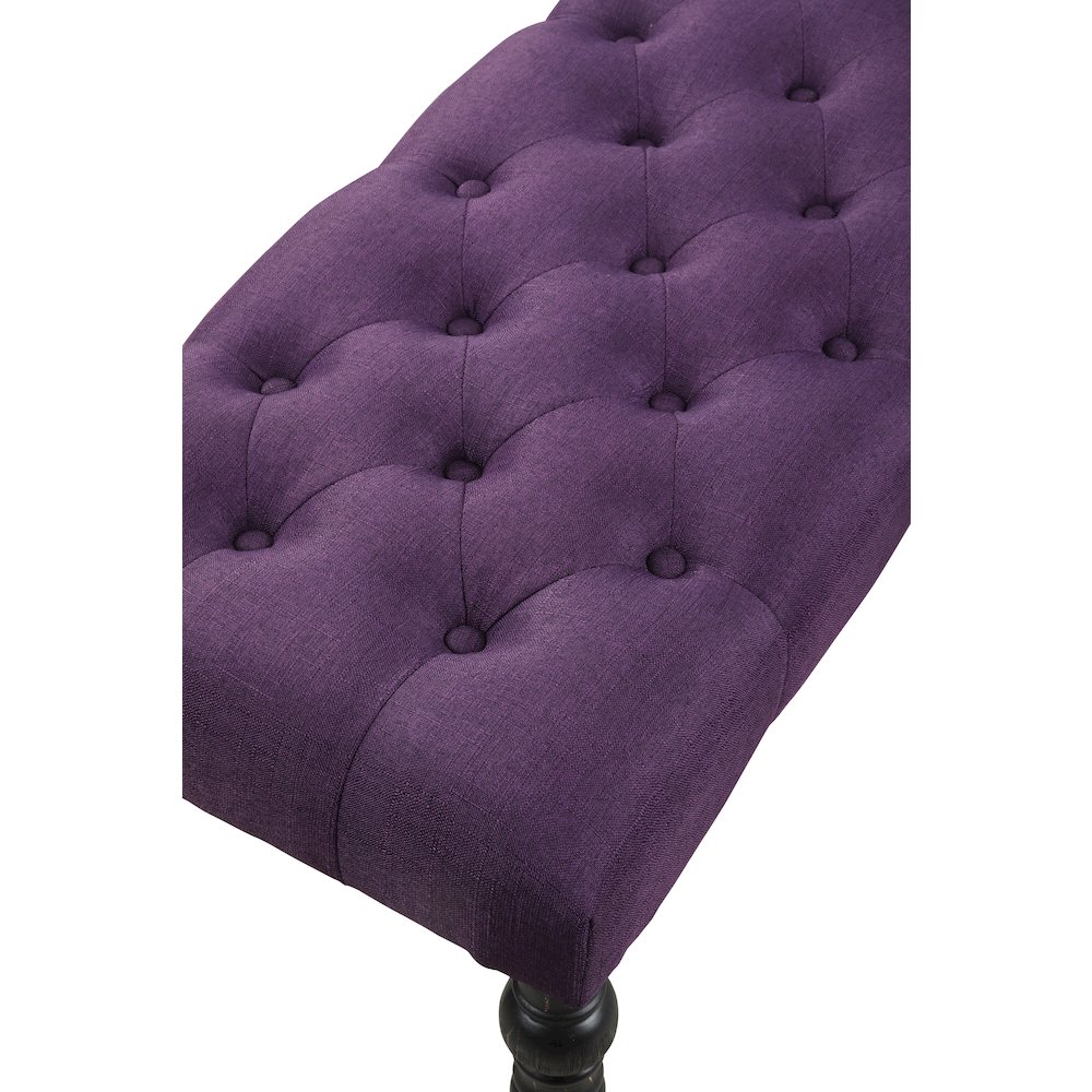 Leviton Fabric Tufted Turned Leg Dining Bench, Purple. Picture 2