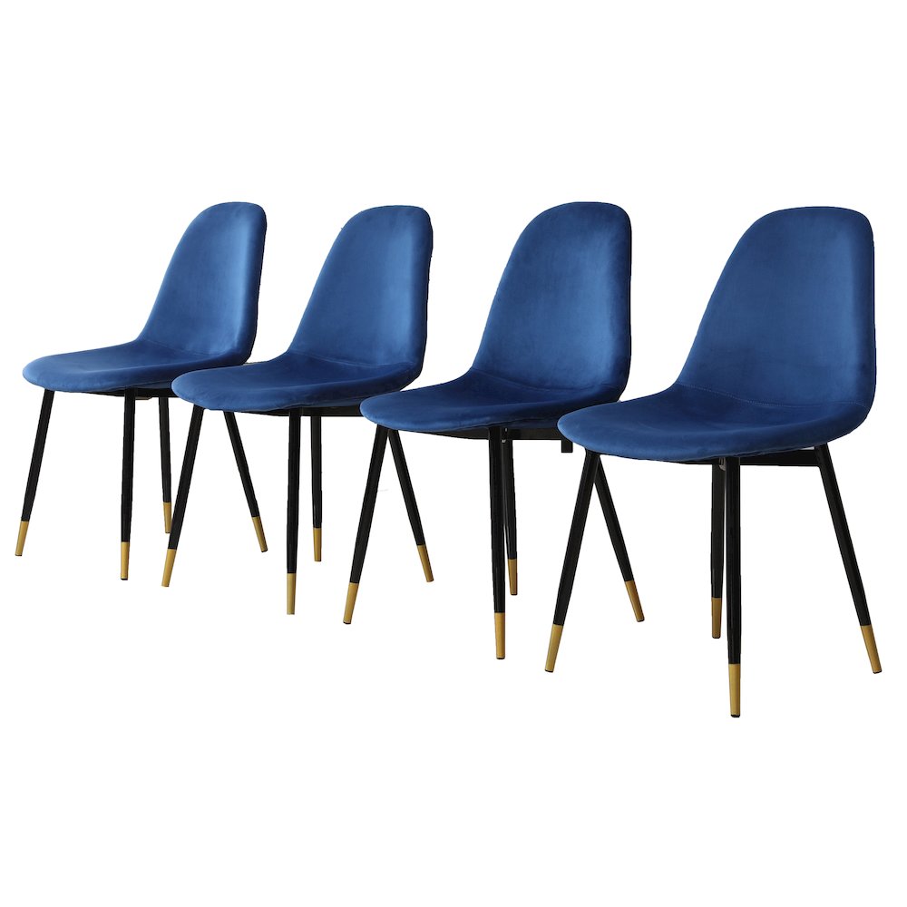 Lassan Contemporary Fabric Dining Chairs, Set of 4, Blue. Picture 15