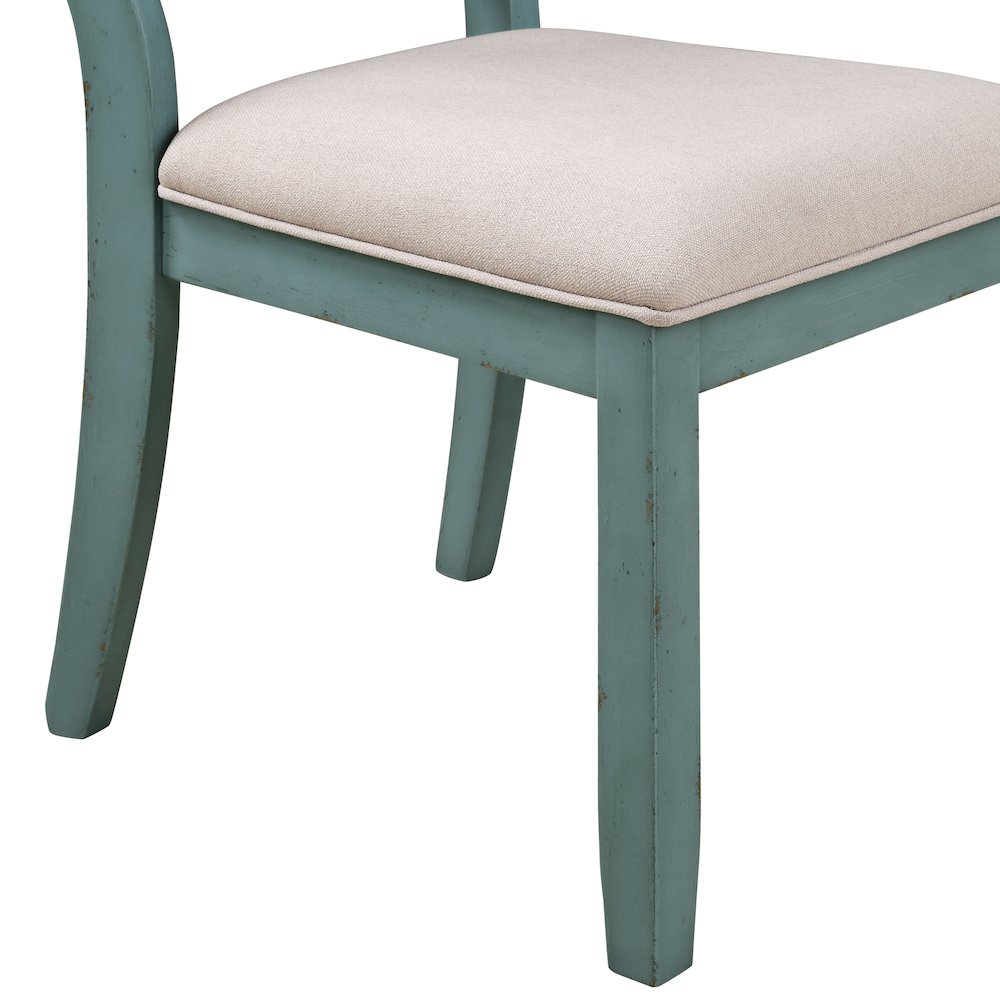 Prato Two-Tone Wood Cross Back Upholstered Dining Chairs, Set of 2. Picture 2