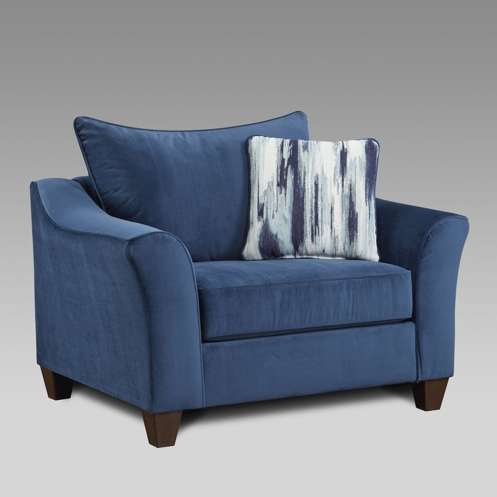Camero Fabric Pillowback 4-Piece Sofa Set in Navy Blue. Picture 4