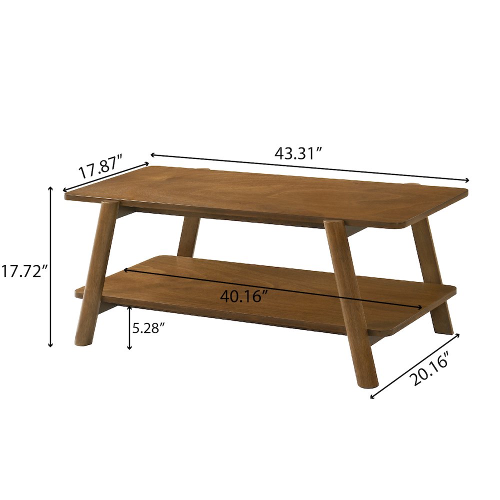 Metz Mid-Century Modern Wood Shelf 3-Pc Coffee Table Set, Walnut Finish. Picture 9