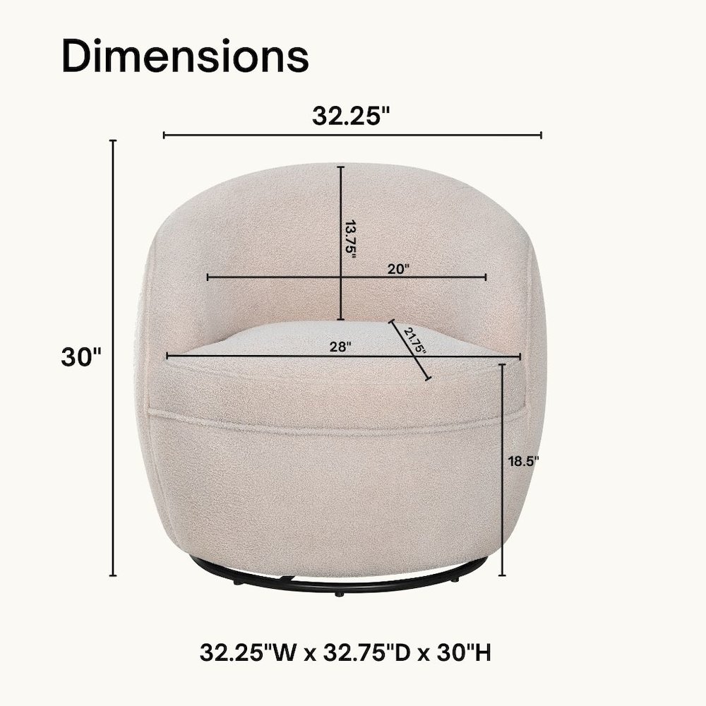 Galleria 360 Swivel Teddy Sherpa Barrel Chair, Beige. Picture 11