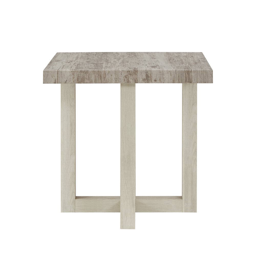 Luno Contemporary End Table, Weathered Gray and Beige. Picture 5