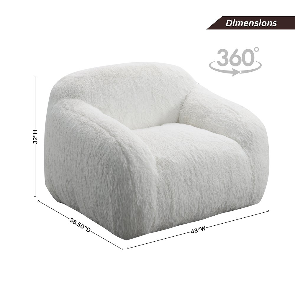 Adell Polar Bear Faux Fur Swivel Cuddle Chair, Ivory White. Picture 8