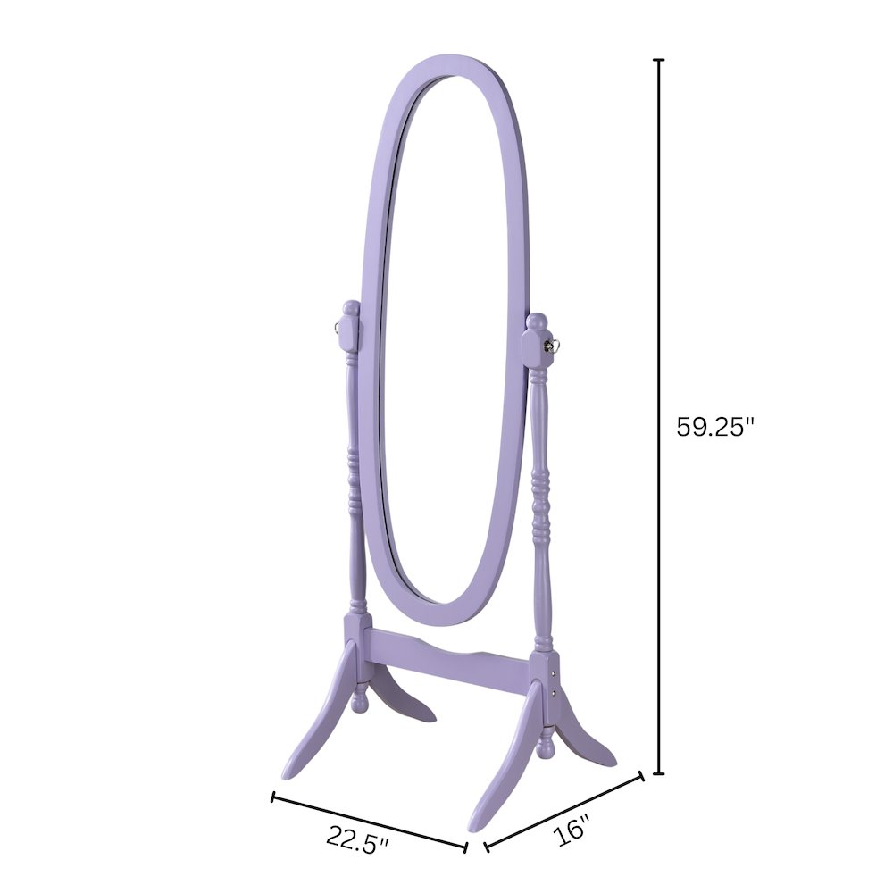 Traditional Queen Anna Style Wood Floor Cheval Mirror, Purple Finish. Picture 4