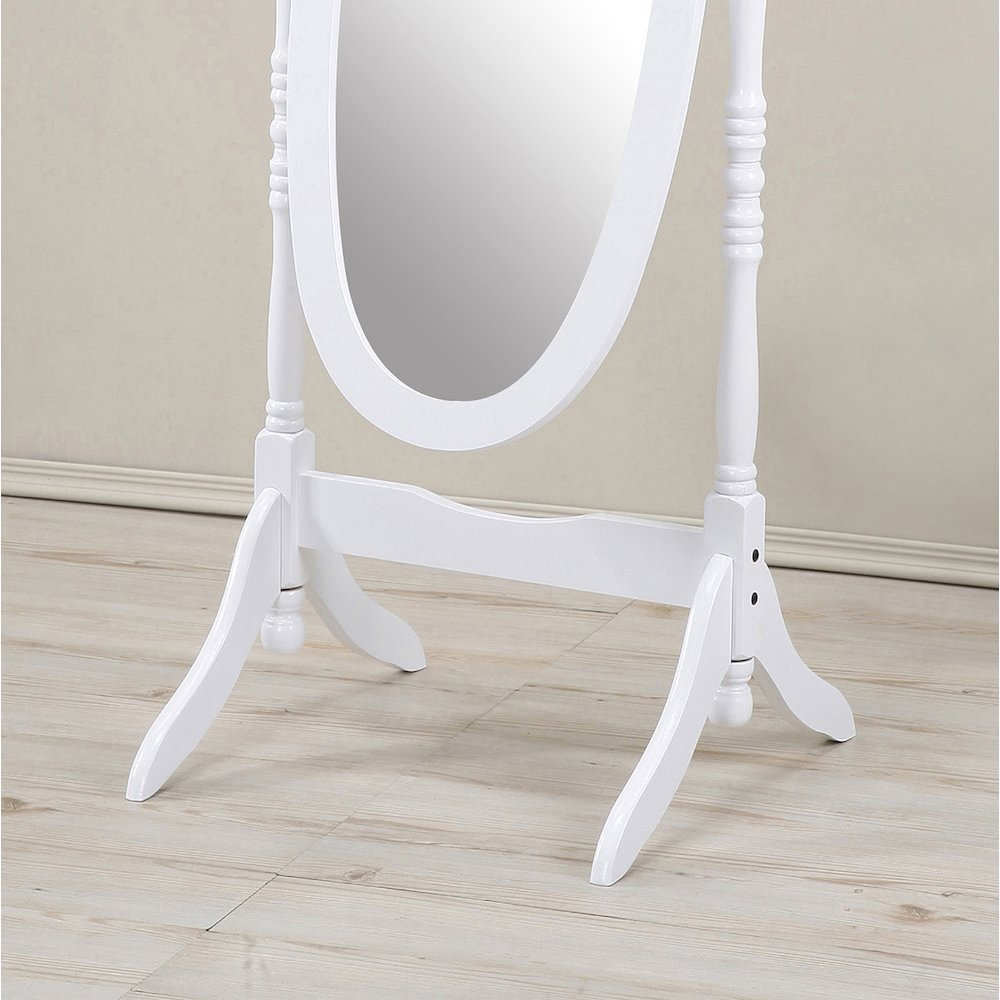 Audi Traditional Style Wood Cheval Floor Mirror, White. Picture 3