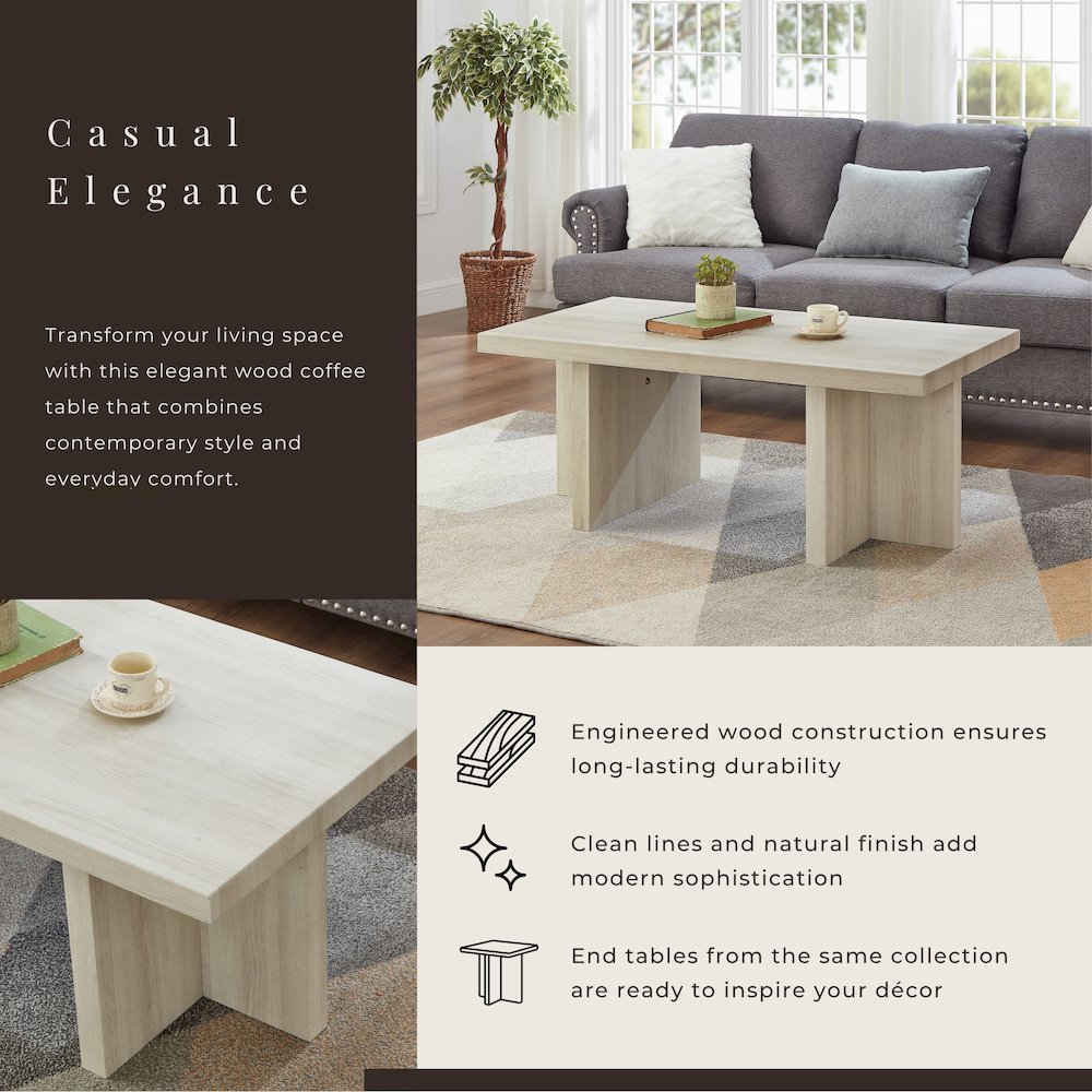 Mchome Contemporary Coffee Table, White Finish. Picture 7