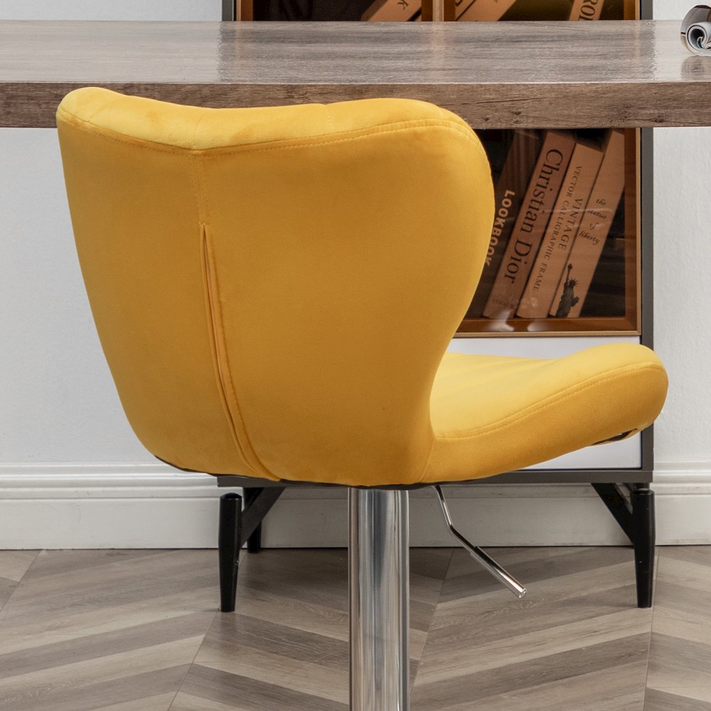 Ellston Upholstered Adjustable Swivel Barstools in Yellow, Set of 2. Picture 14