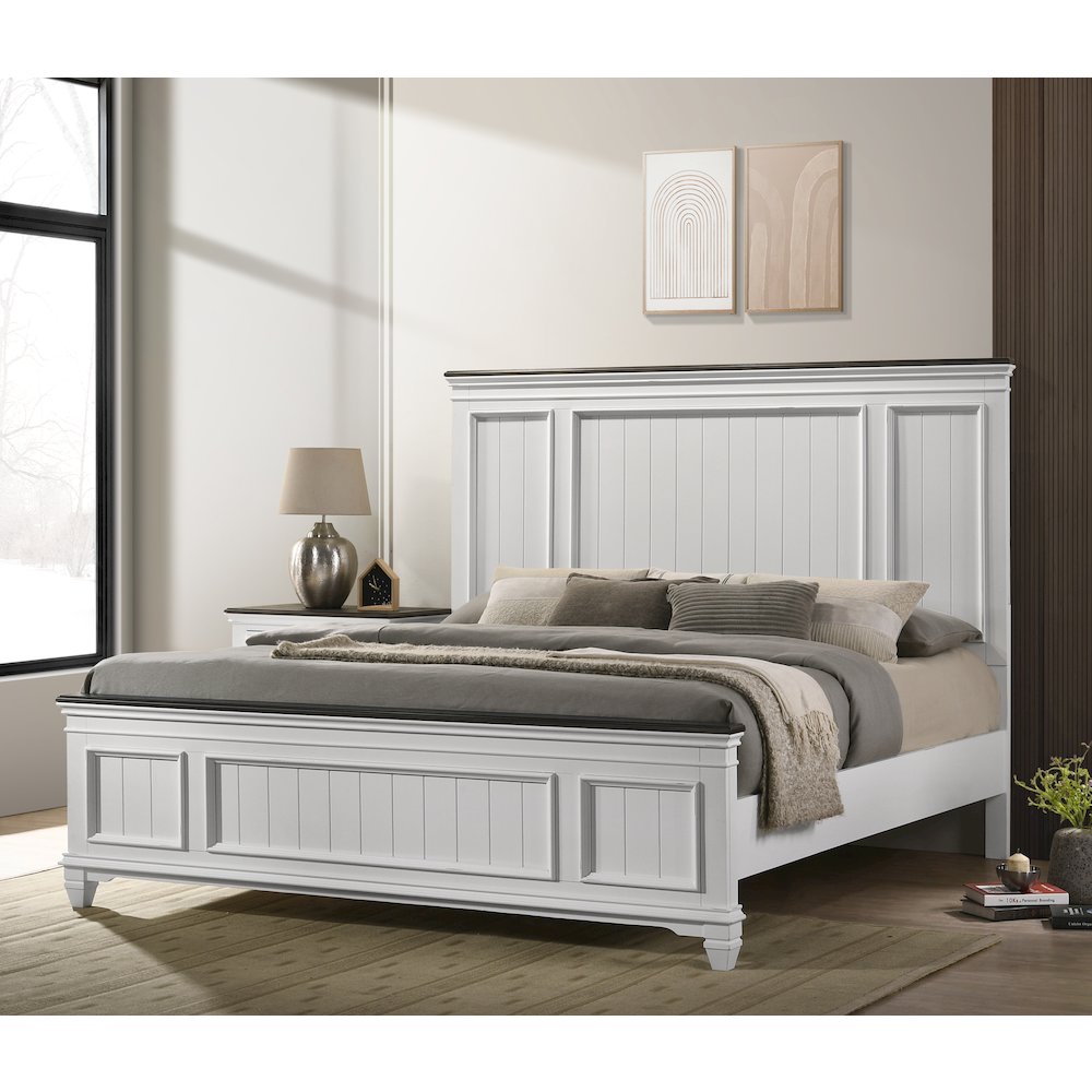 Clelane Wood Bedroom Set Panel King Bed, Dresser, Mirror, 2 Nightstands, Chest. Picture 5