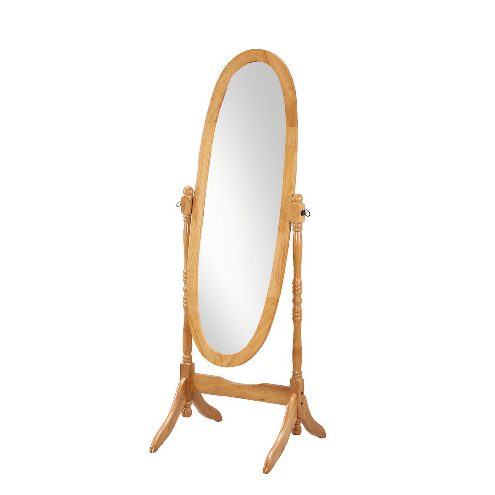 Audi Traditional Queen Anna Style Wood Floor Cheval Mirror, Oak Finish. Picture 1