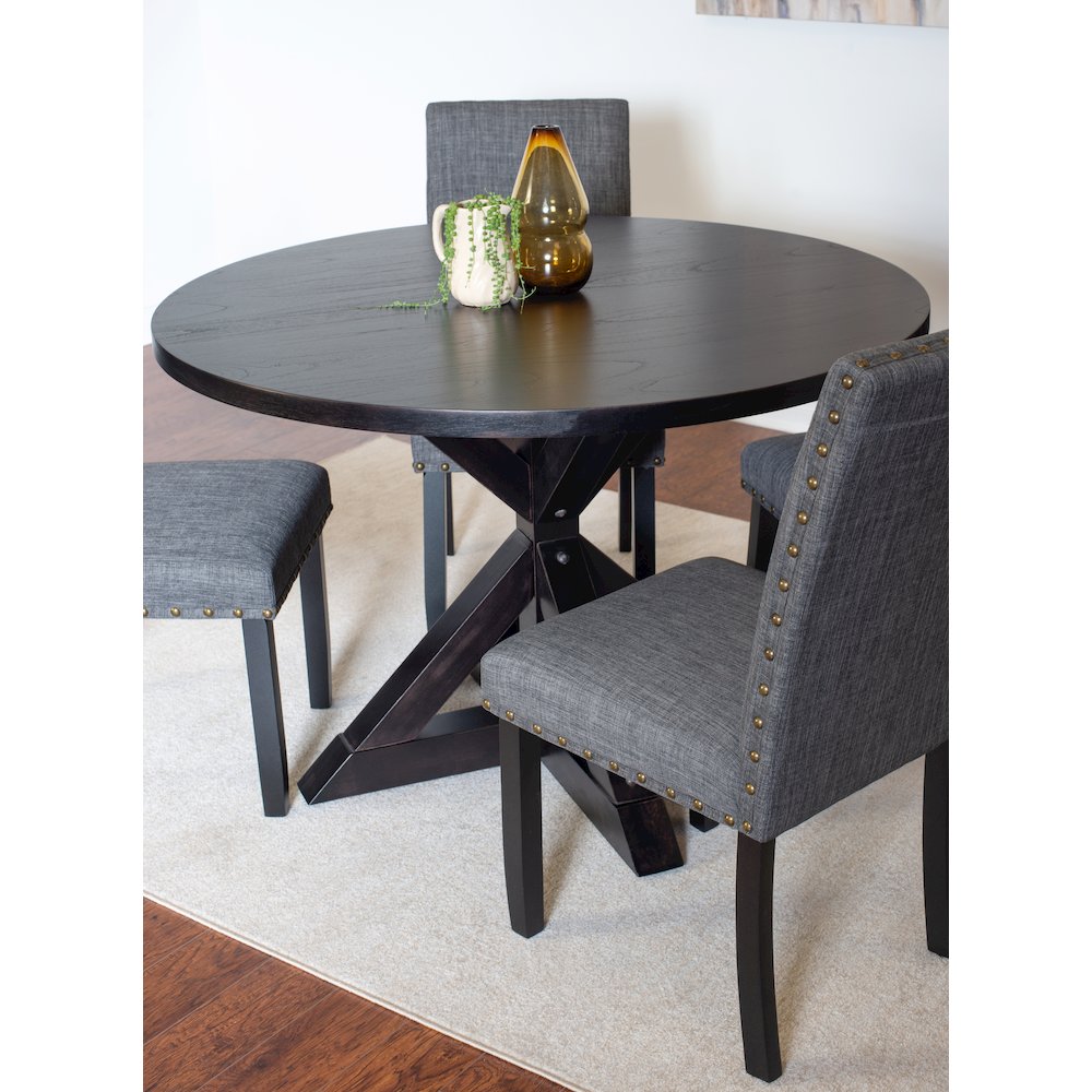 Mytzi 5-Pc Dining Set, Cross-Buck Dining Table with 4 Stylish Chairs, Gray. Picture 4