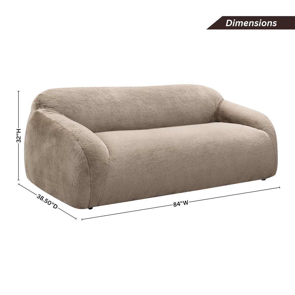 Adell Polar Bear Faux Fur Upholstered Sofa, Camel Brown. Picture 8