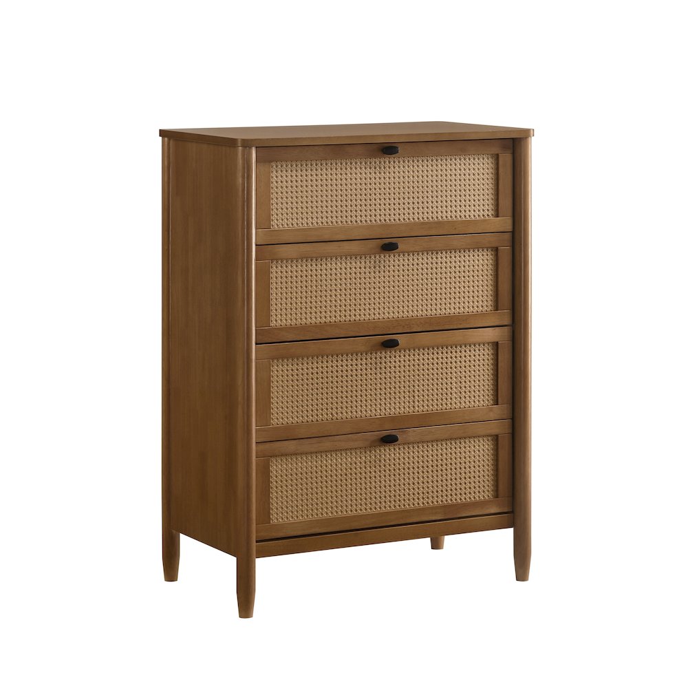 Vichy Wood and Rattan 5-Drawer Chest. Picture 1