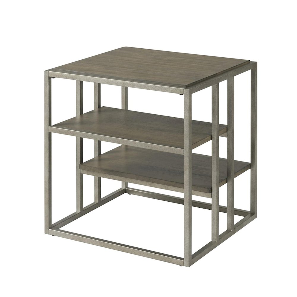 Padena Metal Frame Wood Living Room End Table with Shelf. Picture 1