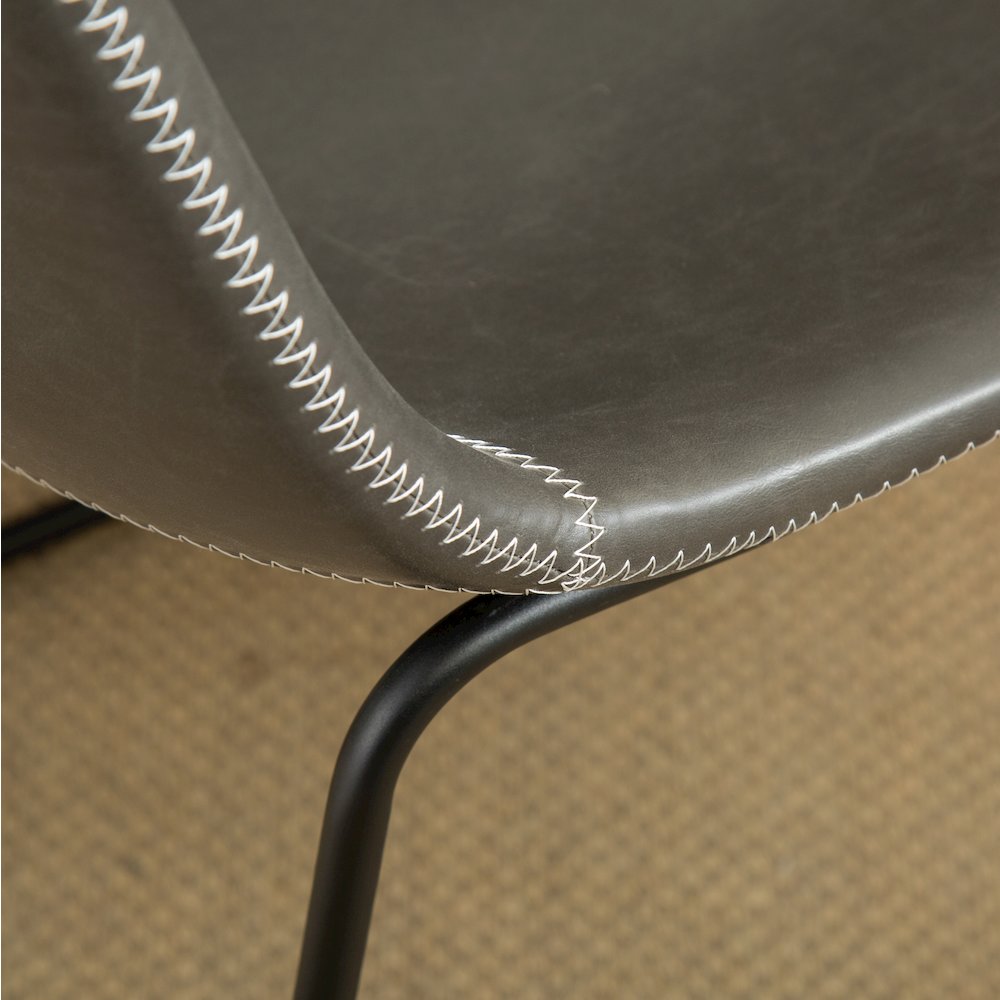 Lotusville Vintage PU Leather Dining Chairs, Antique Gray, Set of 2. Picture 8