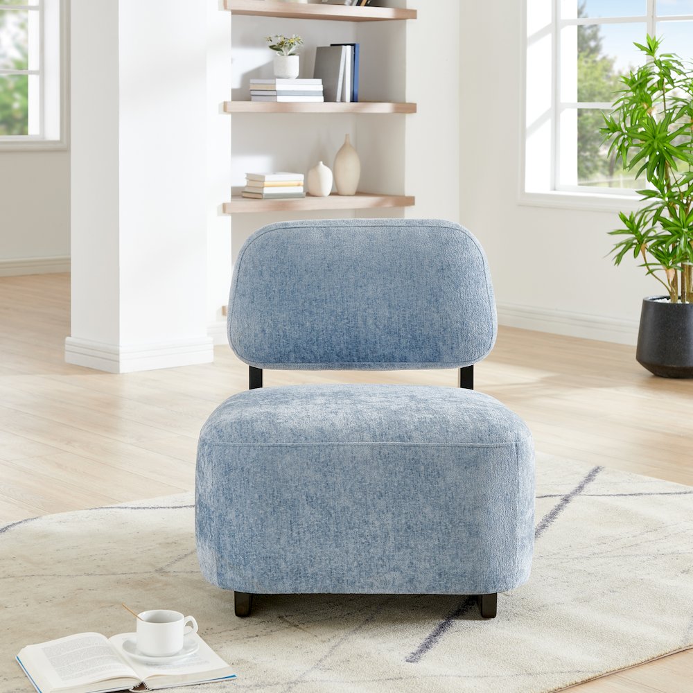 Solara Modern Accent Chair with Solid Wood Frame, Blue. Picture 3
