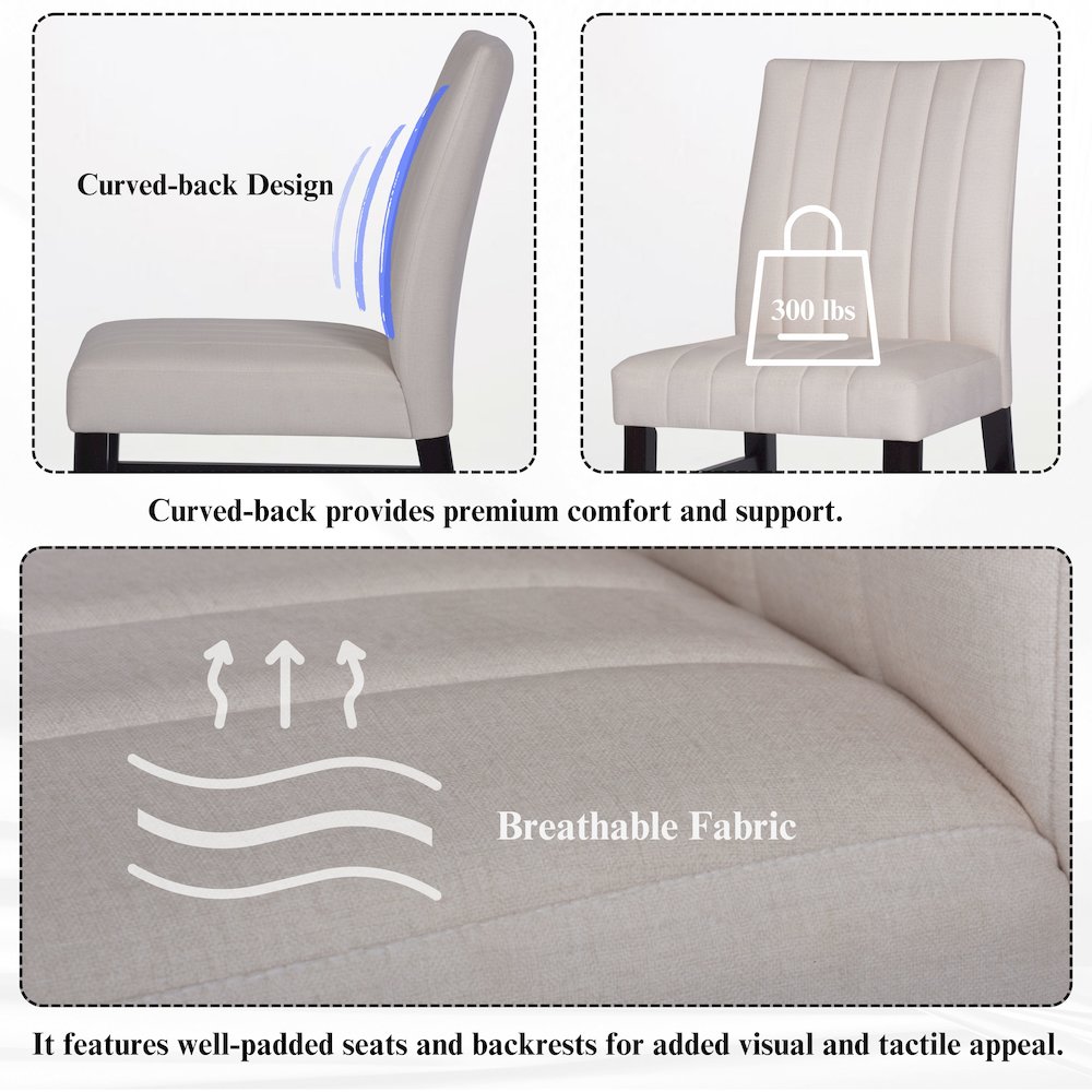 Butler 5-Piece Round Dining Set, Pedestal Dining Table with 4 Side Chairs, Tan. Picture 8