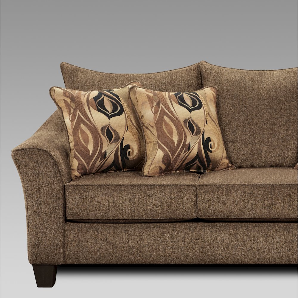 Camero Cafe Fabric Pillowback Sofa. Picture 3