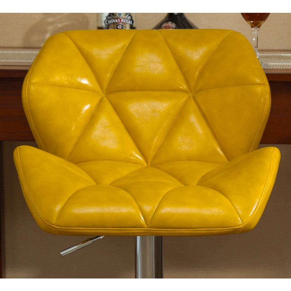 Glasgow Contemporary Tufted Adjustable Height Yellow Bar Stools, Set of 2. Picture 9