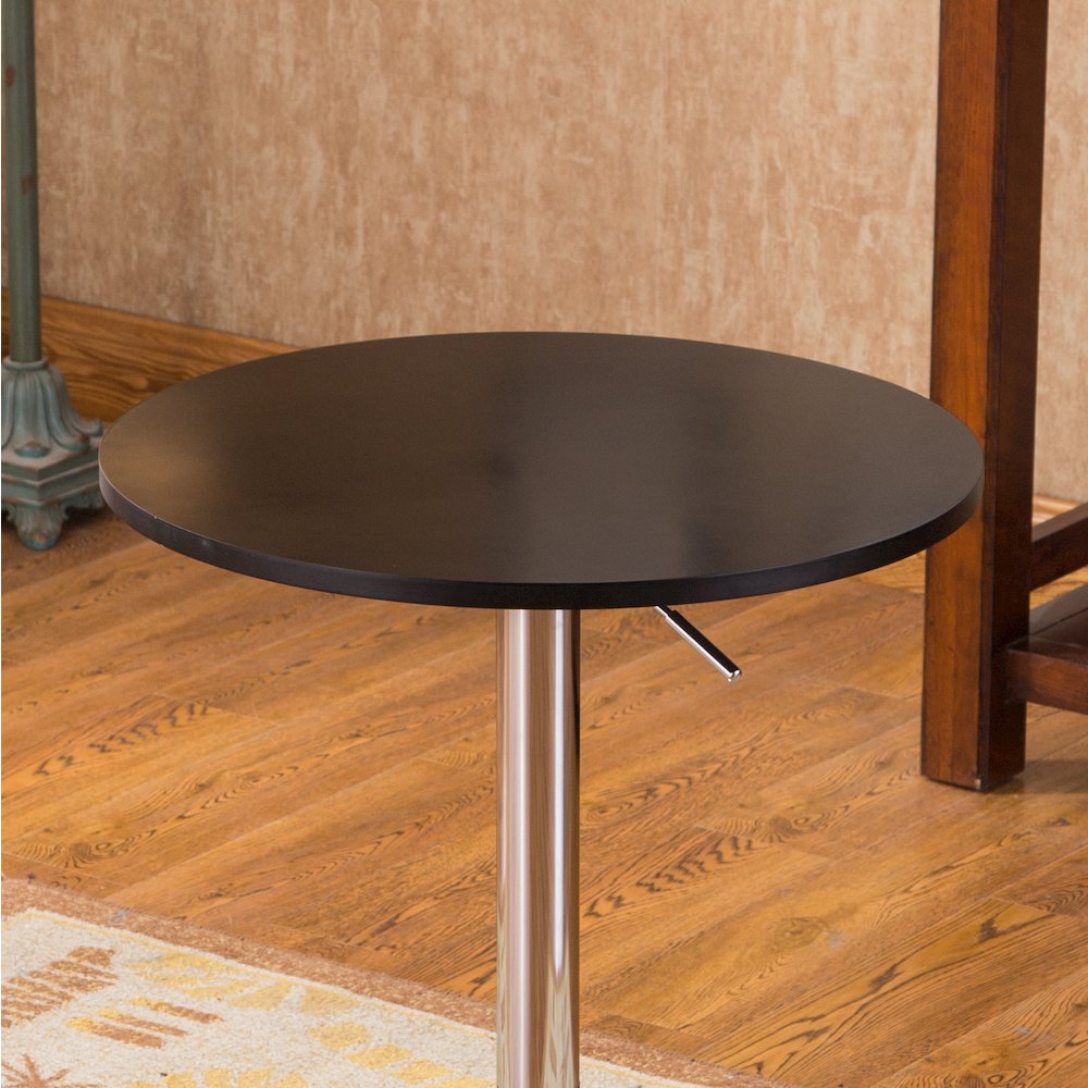 Baxton Adjustable Height Bar Table and 2 Adjustable Swivel Stools Set, Black. Picture 7