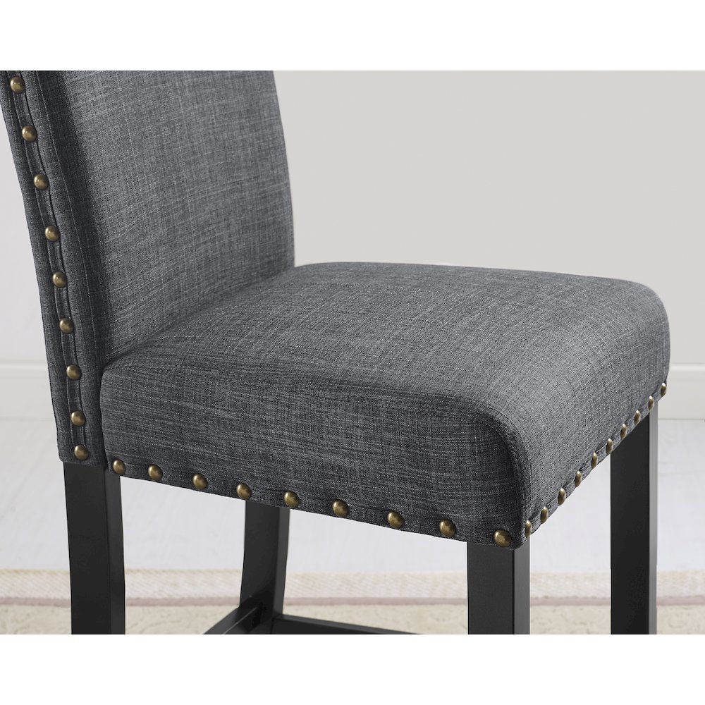 Biony Gray Fabric Counter Height Stools with Nailhead Trim, Set of 2. Picture 3
