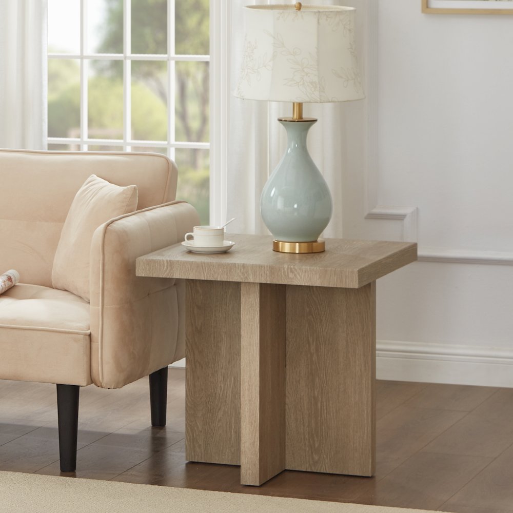 Mchome Square End Table, Nightstand, Oak Finish. Picture 3