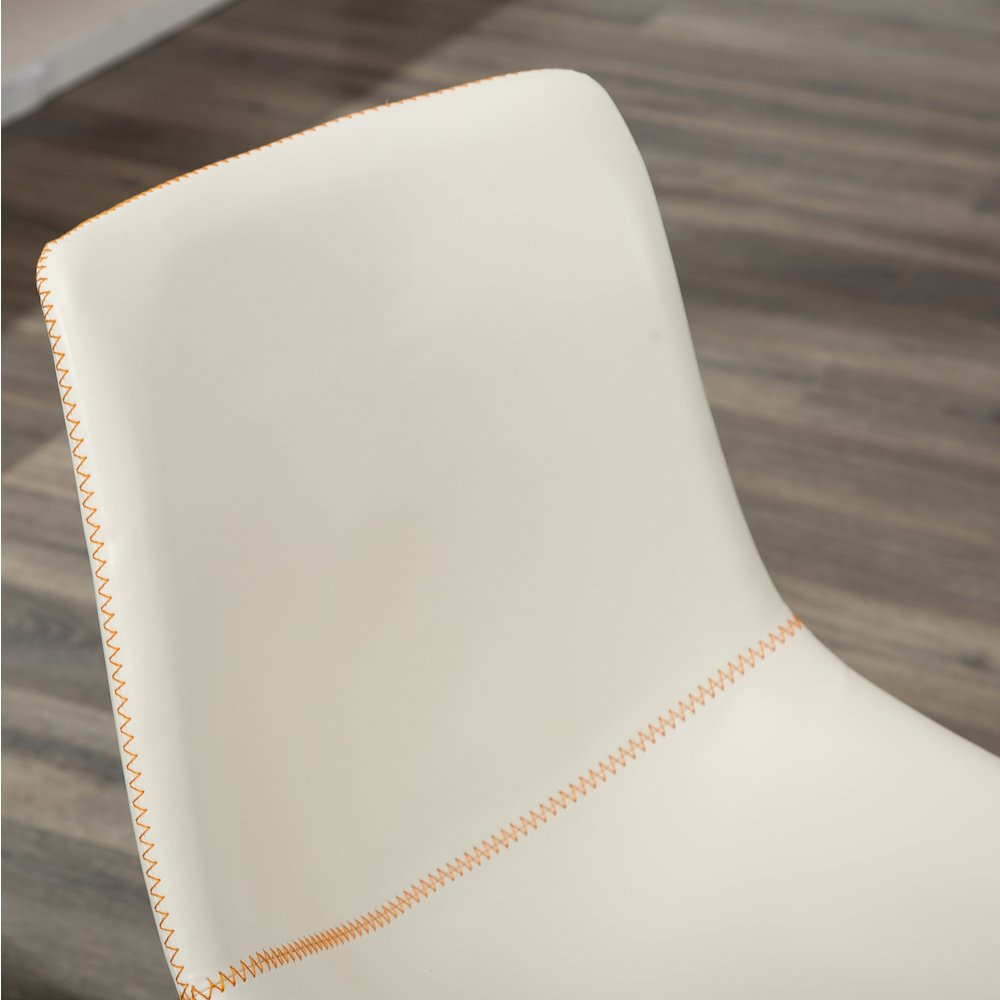 Lotusville Vintage PU Leather Dining Chairs, White, Set of 2. Picture 6