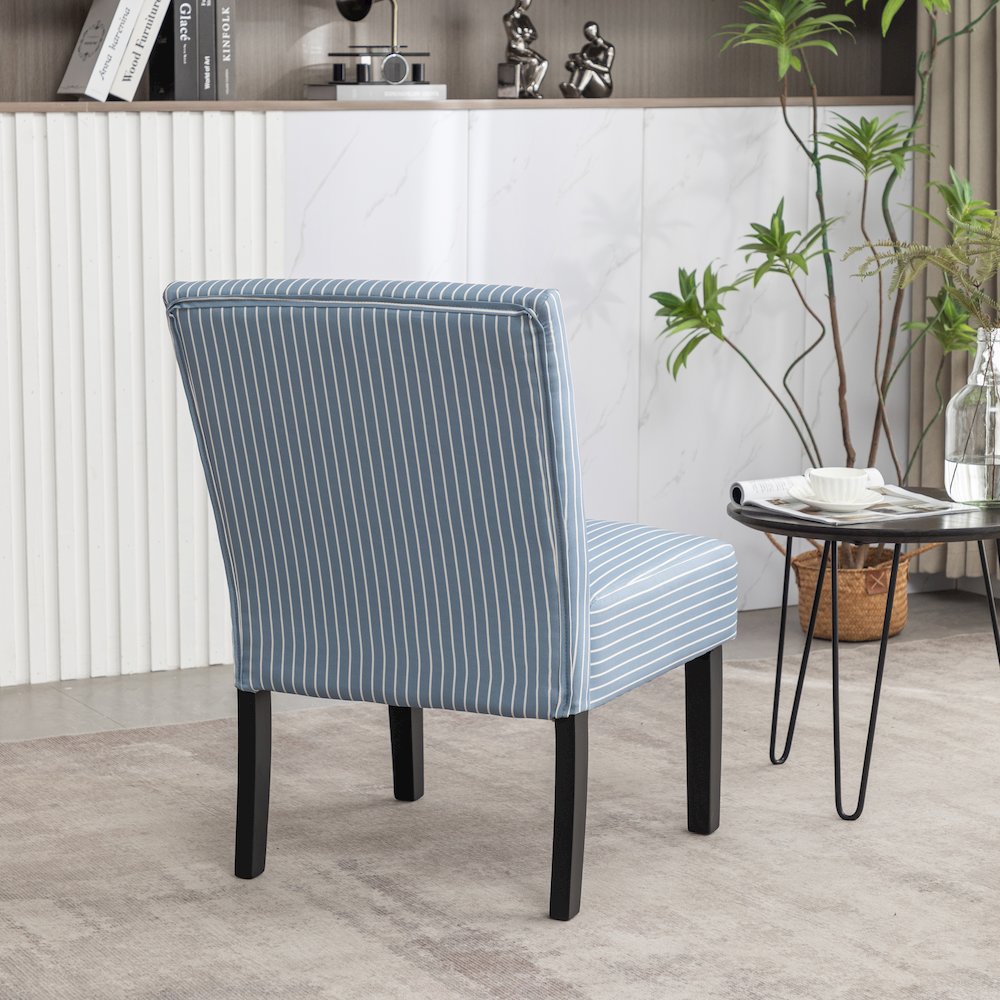Botticelli Blue Stripe Upholstered Slipper Accent Chair. Picture 7
